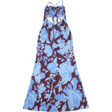 Vintage Printed Sexy V-Neck Backless Dress GYME-K25D70027