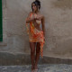 Sexy Slash Shoulder Print Hollow Out Mini Dress GYME-K24D64563
