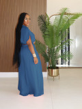 Solid Lapel Crop Top And Wide Leg Pants 2 Piece Set SFY-716