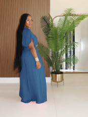 Solid Lapel Crop Top And Wide Leg Pants 2 Piece Set SFY-716