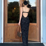 Mesh See Through V Neck Backless Maxi Dress GYME-K25D63143