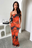 Solid Color Wrap Chest Long Skirt 2 Piece Set MZ-2890