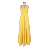 Solid Color Sling Big Swing Maxi Dress AIL-320