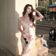 V Neck Print Sling Midi Dress FL-YL25141PFO