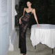 Mesh See Through V Neck Backless Maxi Dress GYME-K25D63143