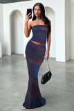 Solid Color Wrap Chest Long Skirt 2 Piece Set MZ-2890