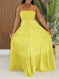 Solid Color Sling Big Swing Maxi Dress AIL-320