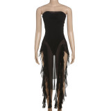 Solid Color Irregular Split Tassel Jumpsuit GYME-K25K65868