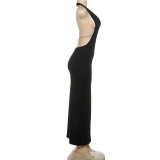 Deep V Neck Backless Solid Color Maxi Dress GYME-K25D66705