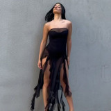 Solid Color Irregular Split Tassel Jumpsuit GYME-K25K65868