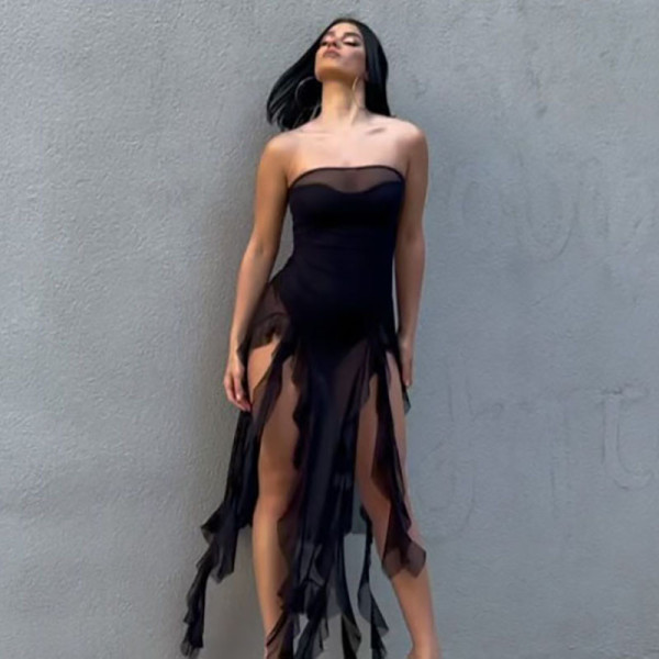 Solid Color Irregular Split Tassel Jumpsuit GYME-K25K65868