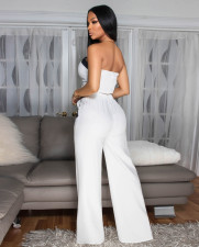 Color Block Wrap Chest Tops Loose Pants 2 Piece Set ZSD-0747