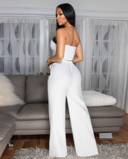 Color Block Wrap Chest Tops Loose Pants 2 Piece Set ZSD-0747
