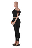 Single Shoulder Long Sleeve Tie Up Two Piece Pants Set MZ-2904