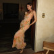 Print Tie Up Mesh V Neck Maxi Dress GYME-K25D68271