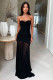 Off Shoulder Solid Color Mesh Maxi Dress MZ-0470