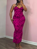 Leopard Print Slim Sling Maxi Dress GLF-10007-1