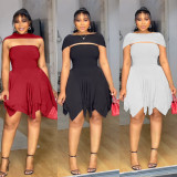 Irregular Double Layered Hem Tube Tops Mini Dress NY-11067