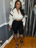 Long Sleeve Contast Color Tops Midi Pants Suit CH-25023