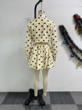 Plus Size Polka Dot Printed Puffy Skirt  Two Piece Set NY-11031