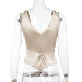 Deep V Neck Sport Sleeveless Tops FL-ZX25113MHO