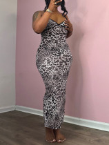 Leopard Print Slim Sling Maxi Dress GLF-10007-1