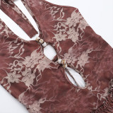 Sexy Hollow Out Backless Romper FL-ZX25107MHO