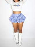 Casual Plaid Print And Pod Skirts Two-piece Set GLF-10008-1