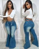 Fashion Zipper Micro Flare Jeans TK-6343