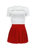 Letter Print Casual Two Piece Skirts Set GLF-10026