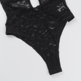 Deep V Neck See Through Bodysuit FL-ZX25063MHO