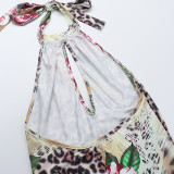 Sexy Print Backless Hollow Out Mini Dress FL-ZX25039MHO