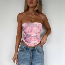 Print Off Shoulder Tube Top Tops FL-YL25069MHO