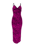 Leopard Print Slim Sling Maxi Dress GLF-10007-1