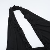 Sexy V Neck Backless Solid Color Jumpsuit FL-YL25001MHO