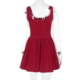 Solid Color U Neck Mini Dress FL-ZX25047PFO