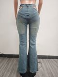 Fashion Zipper Micro Flare Jeans TK-6343