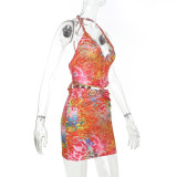 Multicolor Print Sleeveless Backless Mini Dress FL-YL25163MHO