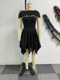 Irregular Double Layered Hem Tube Tops Mini Dress NY-11067