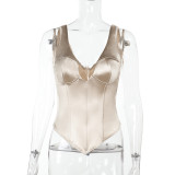 Deep V Neck Sport Sleeveless Tops FL-ZX25113MHO