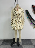 Plus Size Polka Dot Printed Puffy Skirt  Two Piece Set NY-11031