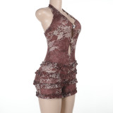 Sexy Hollow Out Backless Romper FL-ZX25107MHO