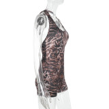 Leopard Print V Neck Romper FL-YL25066MHO