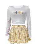 Casual Plaid Print And Pod Skirts Two-piece Set GLF-10008-1