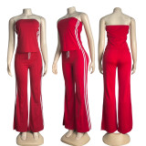 Stripe Wrap Chest Tops And Split Pants Suit GYSF-1107