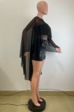 Round Neck Long Mesh Shawl Blouse QODY-6061