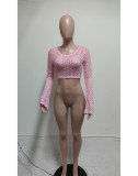 Sexy Lace Holes See Through Tops QXTF-8100