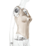 Deep V Neck Sport Sleeveless Tops FL-ZX25113MHO