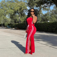 Stripe Wrap Chest Tops And Split Pants Suit GYSF-1107