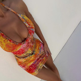 Multicolor Print Sleeveless Backless Mini Dress FL-YL25163MHO
